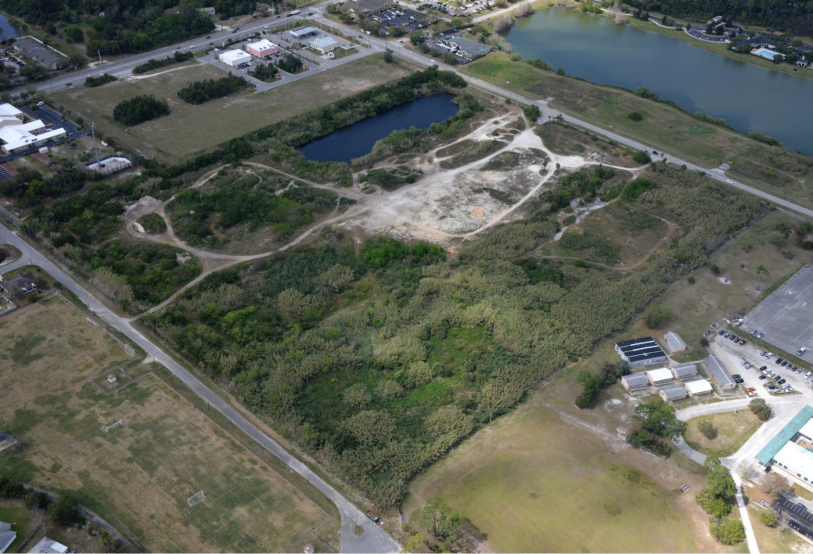 Image shows aerial view of upcoming Port Orange community