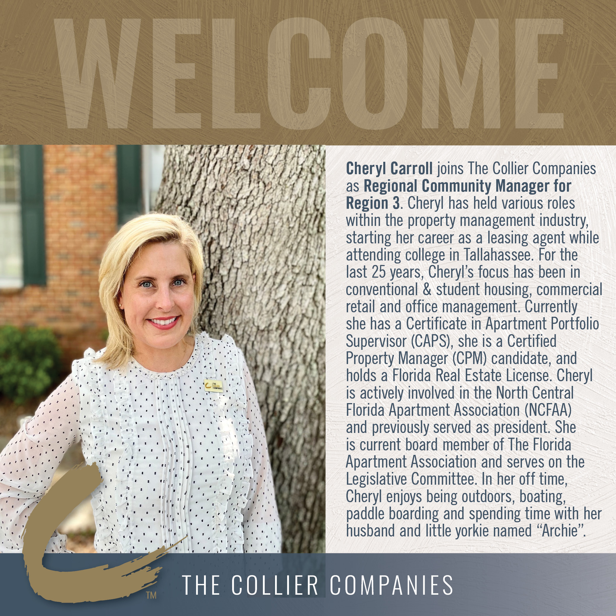 Welcome to The Collier Companies, Cheryl! - The Collier Companies